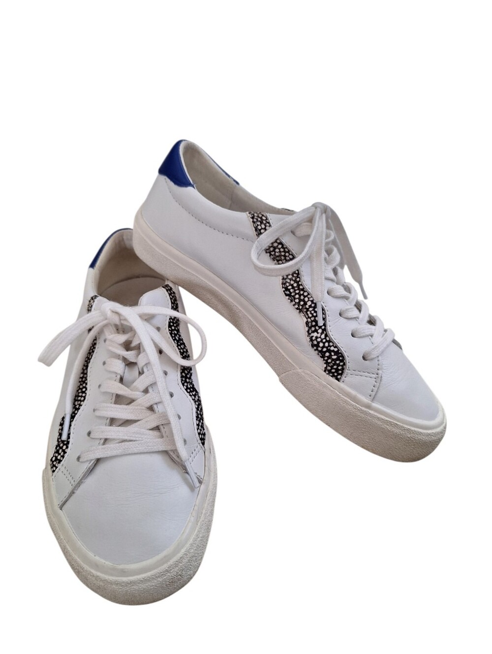 Madewell Sidewalk White Leather with Calf Hair Low Top Sneakers Size 7.5